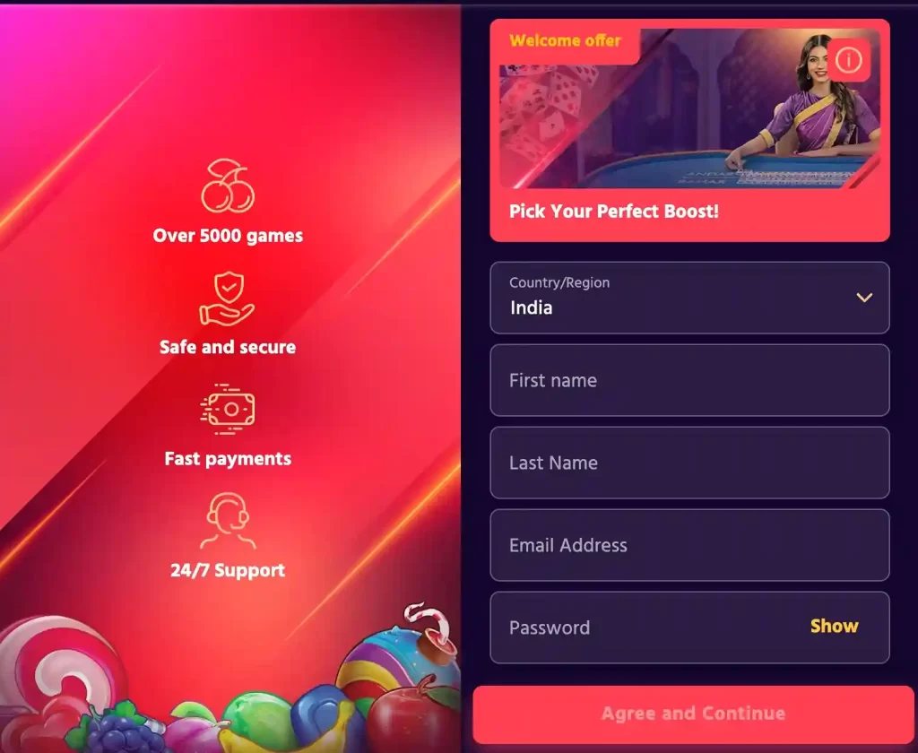 Registration process at YONORUMMY casino